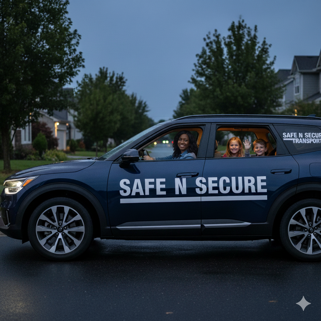 Safe and Secure Transportation - Happy children safely transported